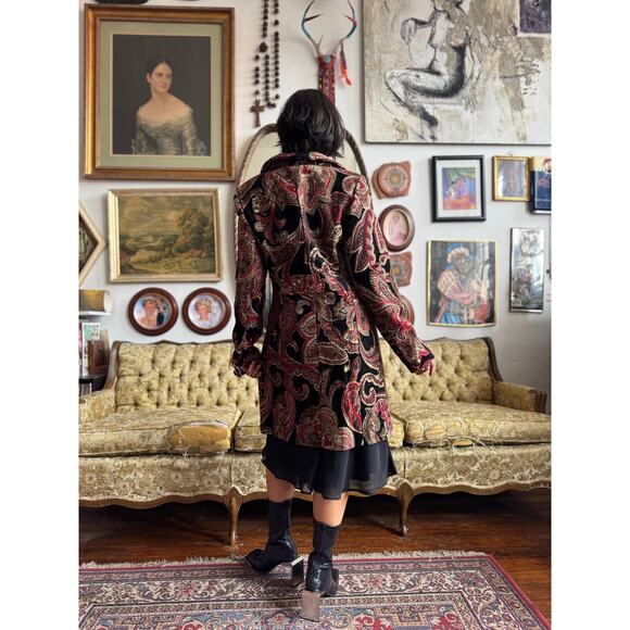 Vintage Paisley Tapestry Jacket w Waist Tie Size 6/Medium by Sunni Leigh - Picture 6 of 13